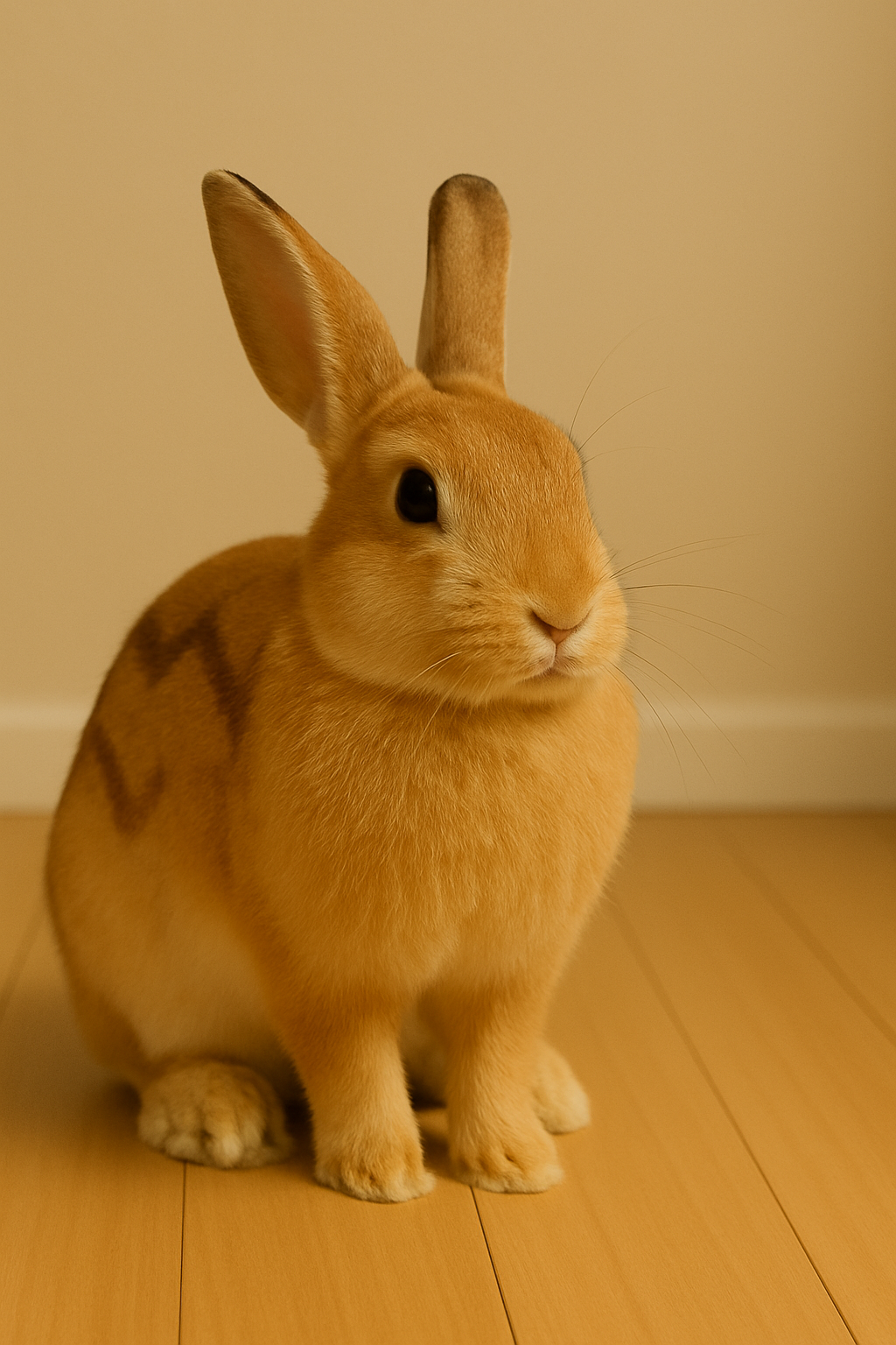 Tan rabbit with a zigzag pattern on its back