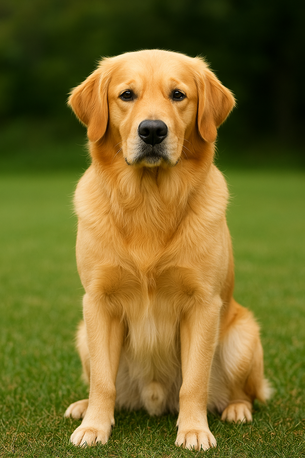Golden retriever sitting politely